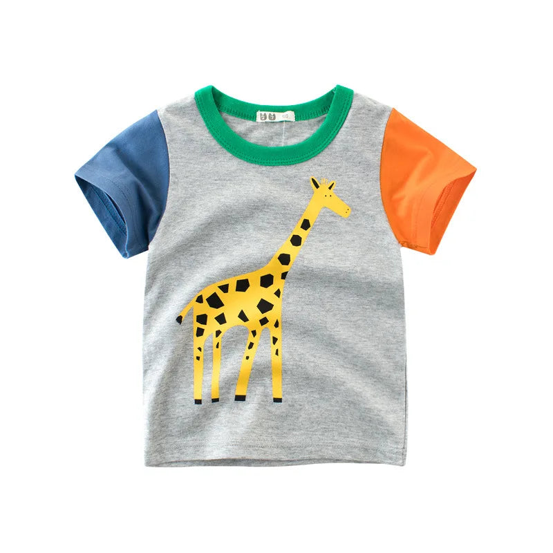 OLEKID 2024 Summer Children Boys Clothing Printed Cartoon Boys T-Shirts 2-8 Years Kids Baby Boy Tops Short Sleeve Toddler Tees