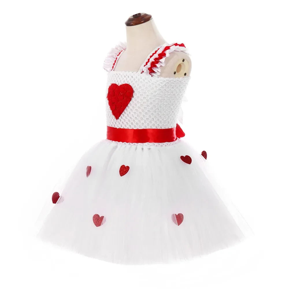 Toddler Baby Girls Valentine’s Day Princess Dress Sweet Love Heart Tutu Dresses Kids Valentines Wedding Birthday Party Costume