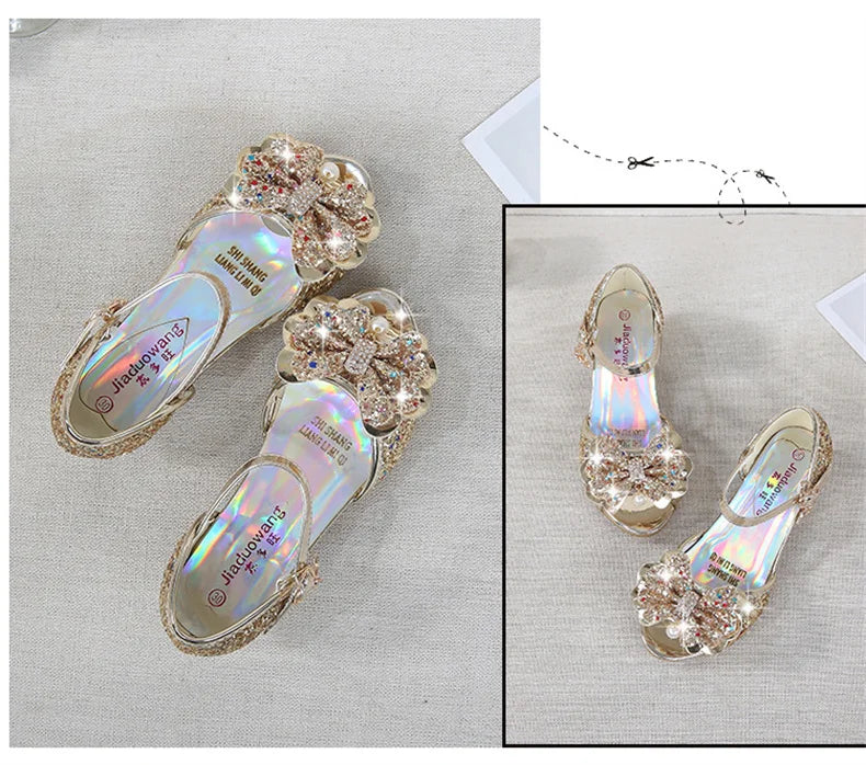 10 Colors Children Princess Sandals Kids Girls Wedding Shoes High Heels Dress Shoes Bowtie Gold Pink Blue Silver Shoes For Girls