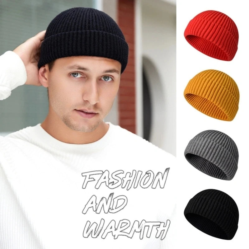 Knitted Hat for Men & Women Caps Wool Fashion Simple Warm Skullies Beanies Solid Autumn Winter Beanie Cap Trendy Style