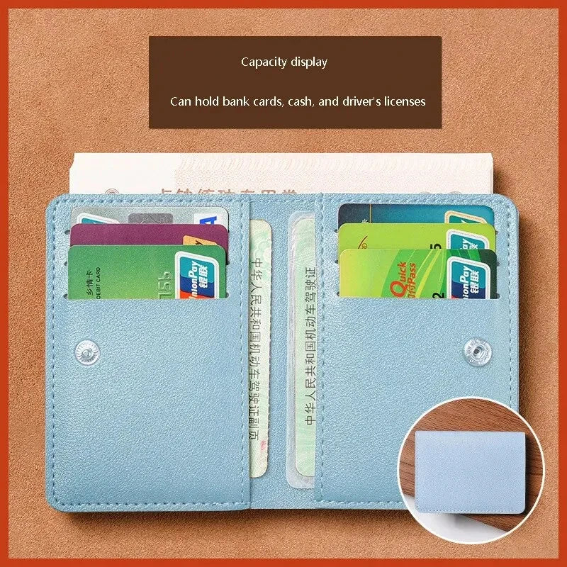 2024 New Mens & Women's Wallet Simplified Folding Button Small Wallet Driver's License Card Bag Male Student Soft Leather Wallet