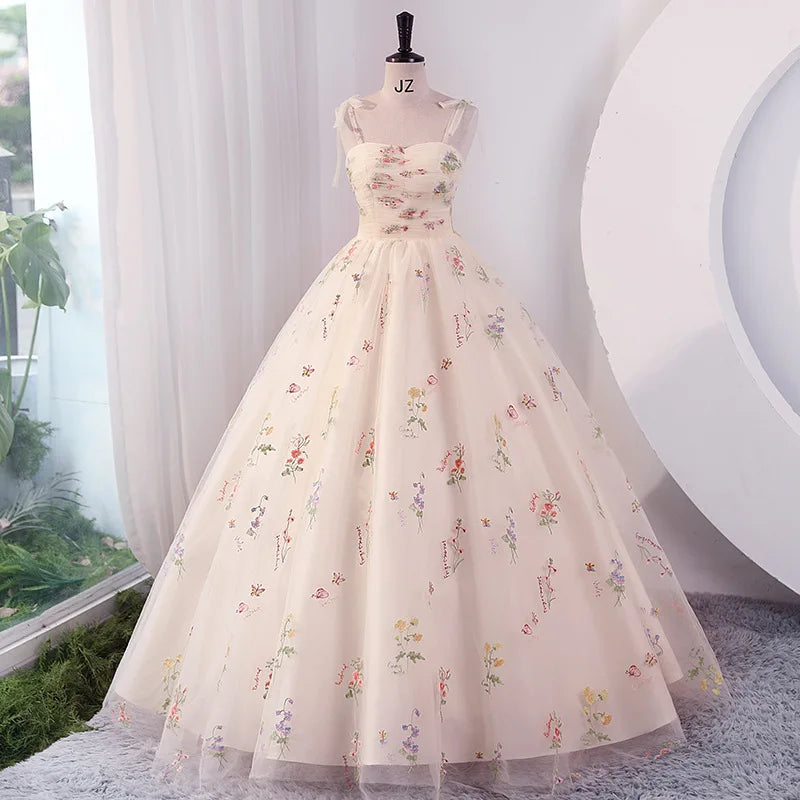 Luxury Floral Embroidery Long Prom Evening Wedding Shooting Dresses Women 2024 Summer Party Formal Occasions Reception Dress