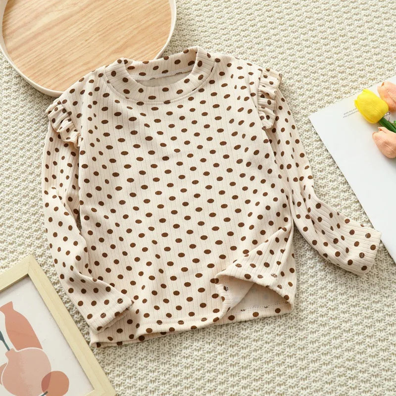 1pcs Autumn Winter Children's T-Shirts Baby Floral Print Tops Kids Round Neck Long Sleeve Base Shirt Girls Tshirts Clothes