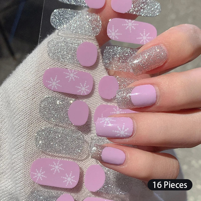 Full Cover Nail Stickers Fashion Nail Polish Nail Decoration Sparkling Glitter Self Adhesive Manicure Designer Nail Art Sticker