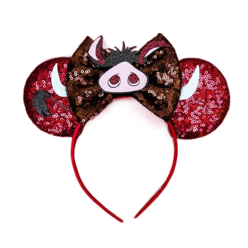 2023 New Style Mickey Minnie Ear Headband Sequin Bows Girl Adult Kids Halloween Party Cosplay Hair Accessories Princess Hairband