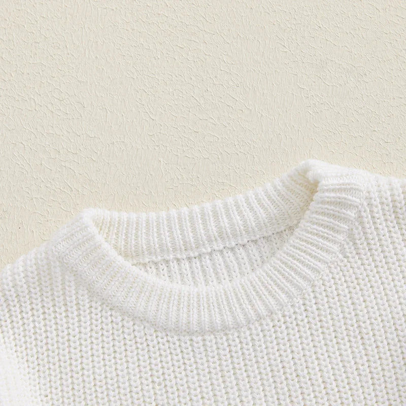 2024-08-02 Lioraitiin 0-3Y Baby Boy Girl Knit Sweater Letter Embroidery Crew Neck Long Sleeve Pullover Tops for Fall Winter