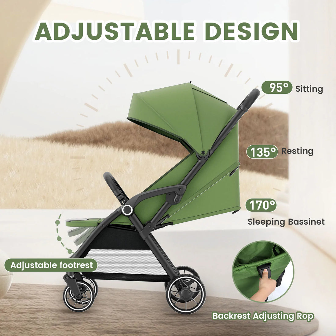 High View Portable Baby Stroller Compact Lightweight Travel Stroller for Babies & Toddlers With 360°Swivel Seat