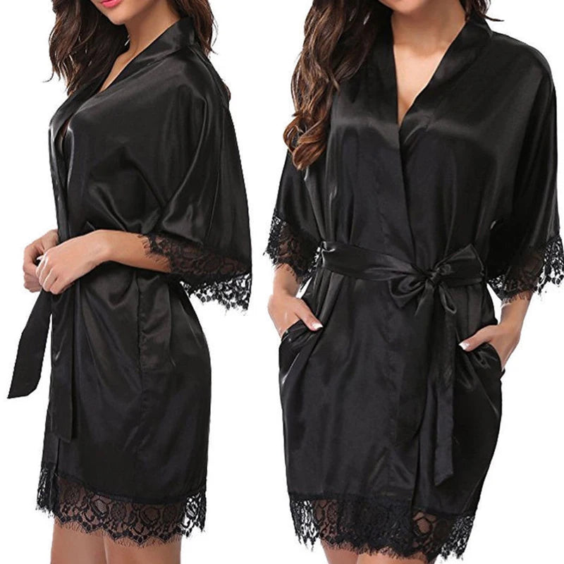 1 Piece Women's Underwear Glossy Robe Pajamas Ice Silk plus Size Nightgown Homewear Fashion Trend