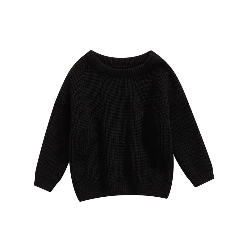 Suefunskry Newborn Baby Girl Boy Knitted Long Sleeve Autumn Winter Sweater Solid Loose Pullover Casual Tops Kids Clothes 3M-5Y