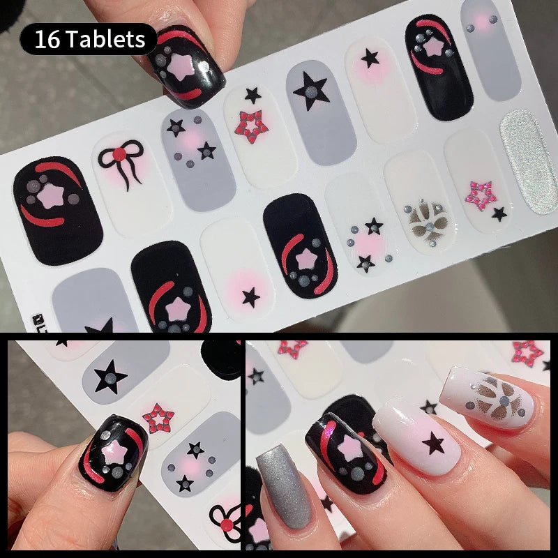 Full Cover Nail Stickers Fashion Nail Polish Nail Decoration Sparkling Glitter Self Adhesive Manicure Designer Nail Art Sticker