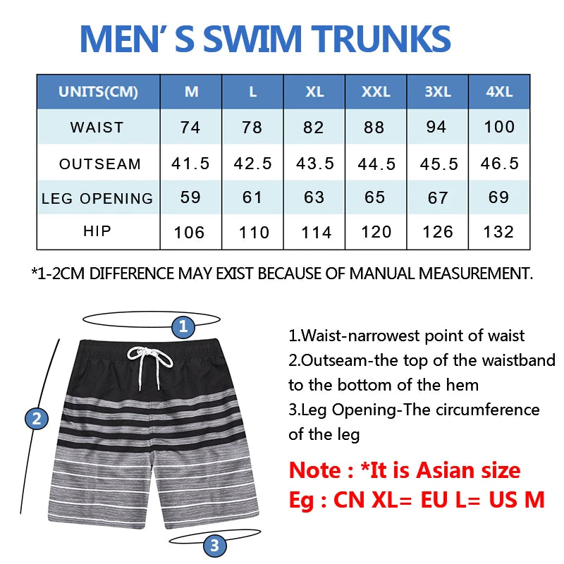 DATIFER Summer Men Beach Print Shorts Surfing Swimwear Fitness Workout Trunks Male Sportswear With Pockets Pants