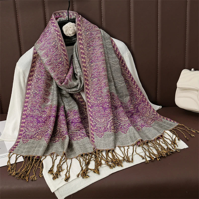 Luxury Brand Autumn Cashmere Pashmina Shawl Lady Wrap Warm Winter Scarves Design Print Female Foulard Cotton Stoles Scarf 2025