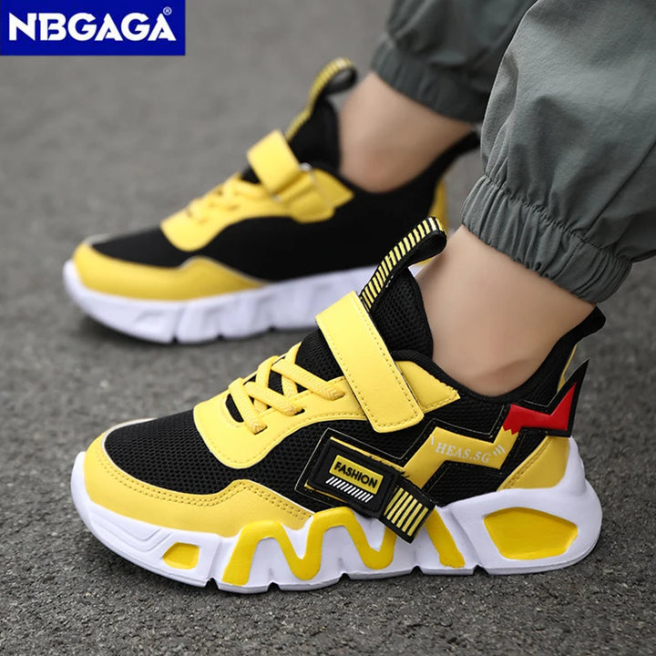 Cartoon Children's Sneakers Kids Fashion Boys Non-slip Casual Shoes Outdoor Breathable Student Walking Running Sneaker Yellow