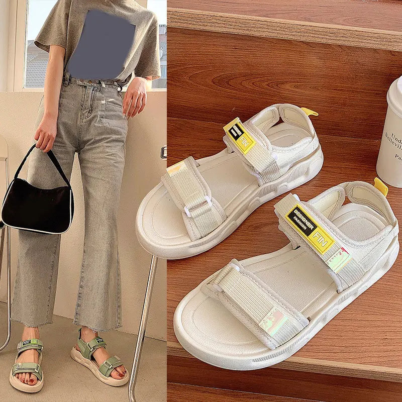 Women's Sandals Fashion Thick Soled Non Slip Comfortable Outer Wear Seaside Sandalias for Summer Buckle Strap Beach