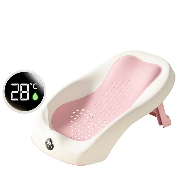 Newborn Baby Shower Rack Real-Time Temperature Bath Bathtub for Babies Non Slip Folding Bath Bed Holder Infants Care Items 2024