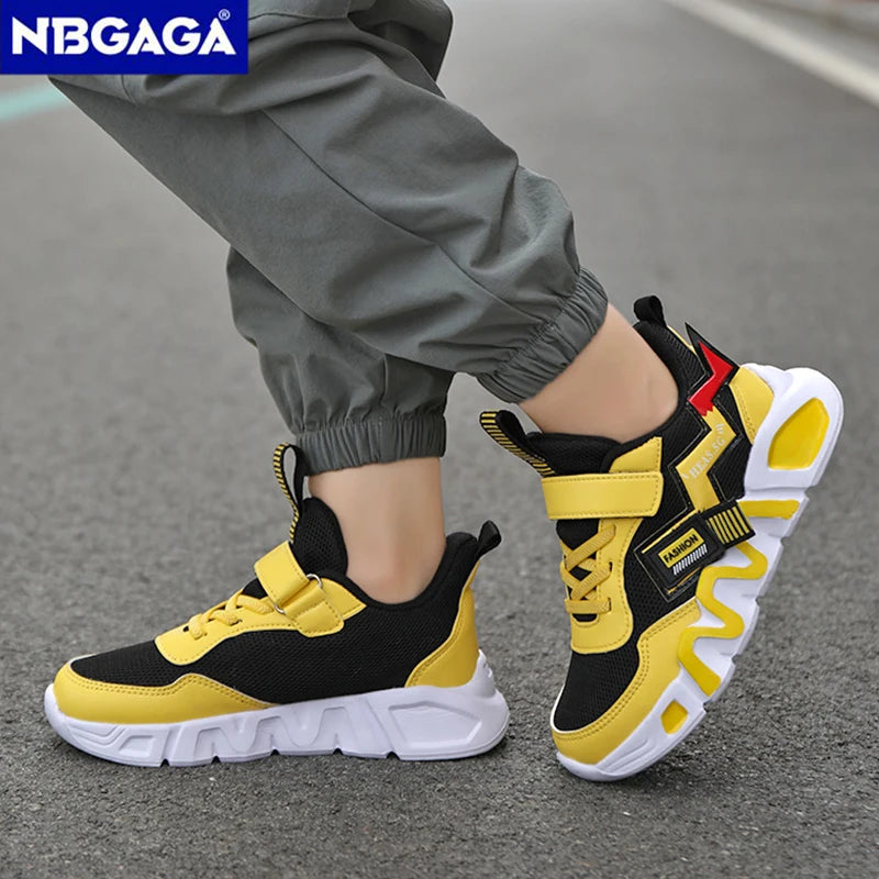 Cartoon Children's Sneakers Kids Fashion Boys Non-slip Casual Shoes Outdoor Breathable Student Walking Running Sneaker Yellow