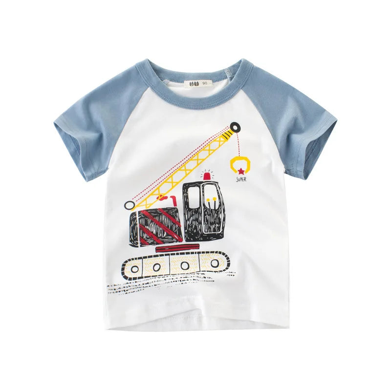 OLEKID 2024 Summer Children Boys Clothing Printed Cartoon Boys T-Shirts 2-8 Years Kids Baby Boy Tops Short Sleeve Toddler Tees