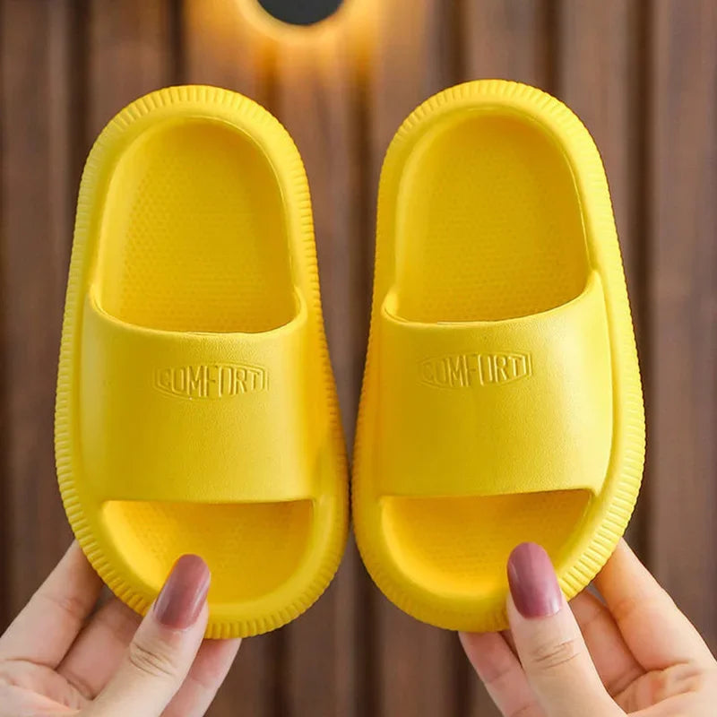 Summer Children Casual Slippers Solid Color Breathable Non-Slip Home Bathroom Beach Kids Soft Slippers Boys Girls Indoor Shoes