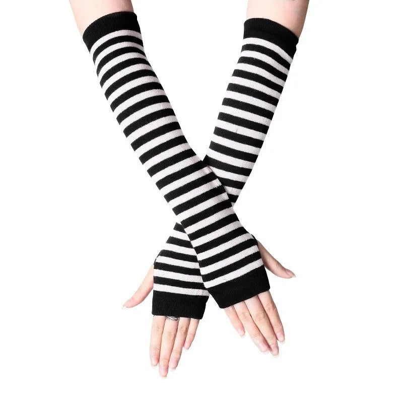 Knitted Woolen Arm Sleeve Fine Long Knitted Fingerless Gloves Warm Riding Soft Female Gloves Autumn Winter Women Arm Warmers