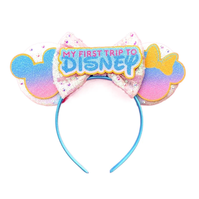 2023 New Style Mickey Minnie Ear Headband Sequin Bows Girl Adult Kids Halloween Party Cosplay Hair Accessories Princess Hairband