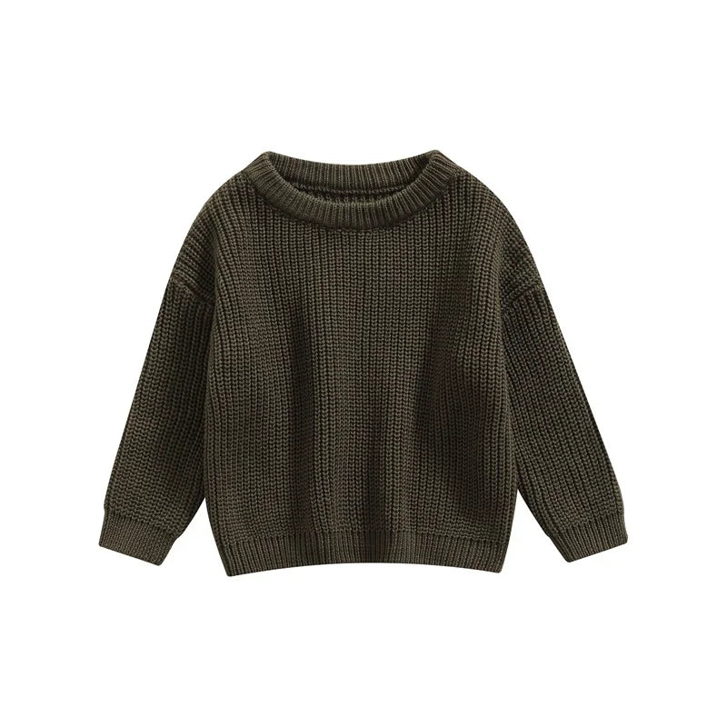 Suefunskry Newborn Baby Girl Boy Knitted Long Sleeve Autumn Winter Sweater Solid Loose Pullover Casual Tops Kids Clothes 3M-5Y