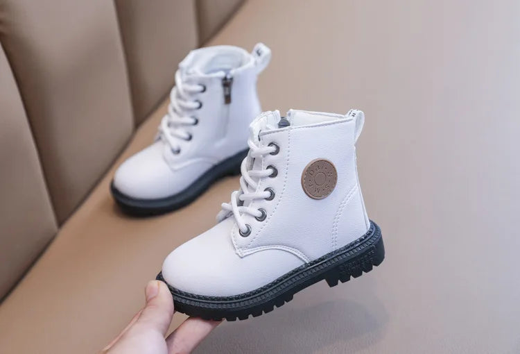 Four Seasons Child Shoes Short Ankle Snow Boots Kid Sports Boot Boy Girl Shoe Fashion Soft PU Leather Warm Toddlers Big Kid Boot