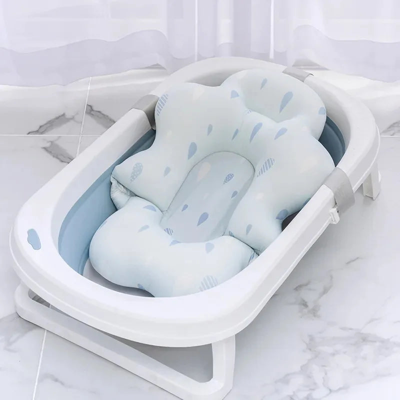 Baby Bath Seat Support Mat Newborn bath Tub Seat Baby Bath Tub Nonslip Pad Safety Bath Support Soft Cushion Mat Pillow 54x41cm