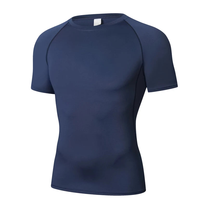 Sports T-shirt men's quick drying short sleeved sports T-shirt top gym fitness tight fitting shirt training running T-shirt men'