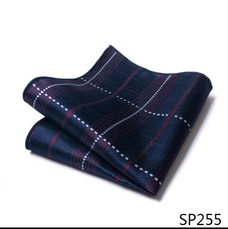 High Grade Brand Silk Kerchief Man Dark Blue Striped April Fool's Day Fit Formal Party Pocket Square Handkerchiefs Suit Hanky