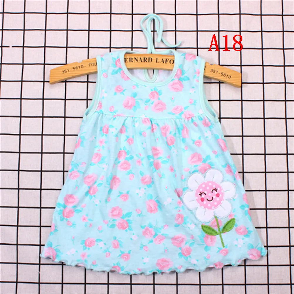 0-24M New borns Cotton Flower Sleeveless Dresses Baby Girls Summer Multi Pattern Clothes Kids Princess Dress for 0-2Y Children