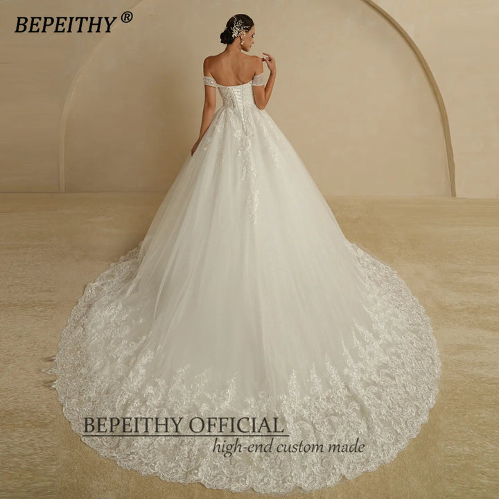 BEPEITHY Customized Princess Sweetheart Wedding Dress For Women Ivory Glitter Sleeveless 2025 Vintage Bride Bridal Ball Gown