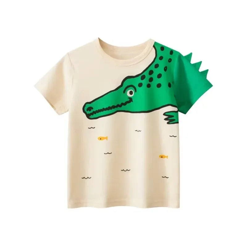 2025 Summer Brand New Cartoon Print T Shirt Boys Children's Short Sleeve O-Neck Cotton Tee Shirt Kids Tops 2-10Y Dropship