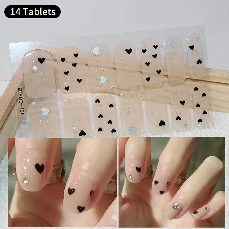 Full Cover Nail Stickers Fashion Nail Polish Nail Decoration Sparkling Glitter Self Adhesive Manicure Designer Nail Art Sticker