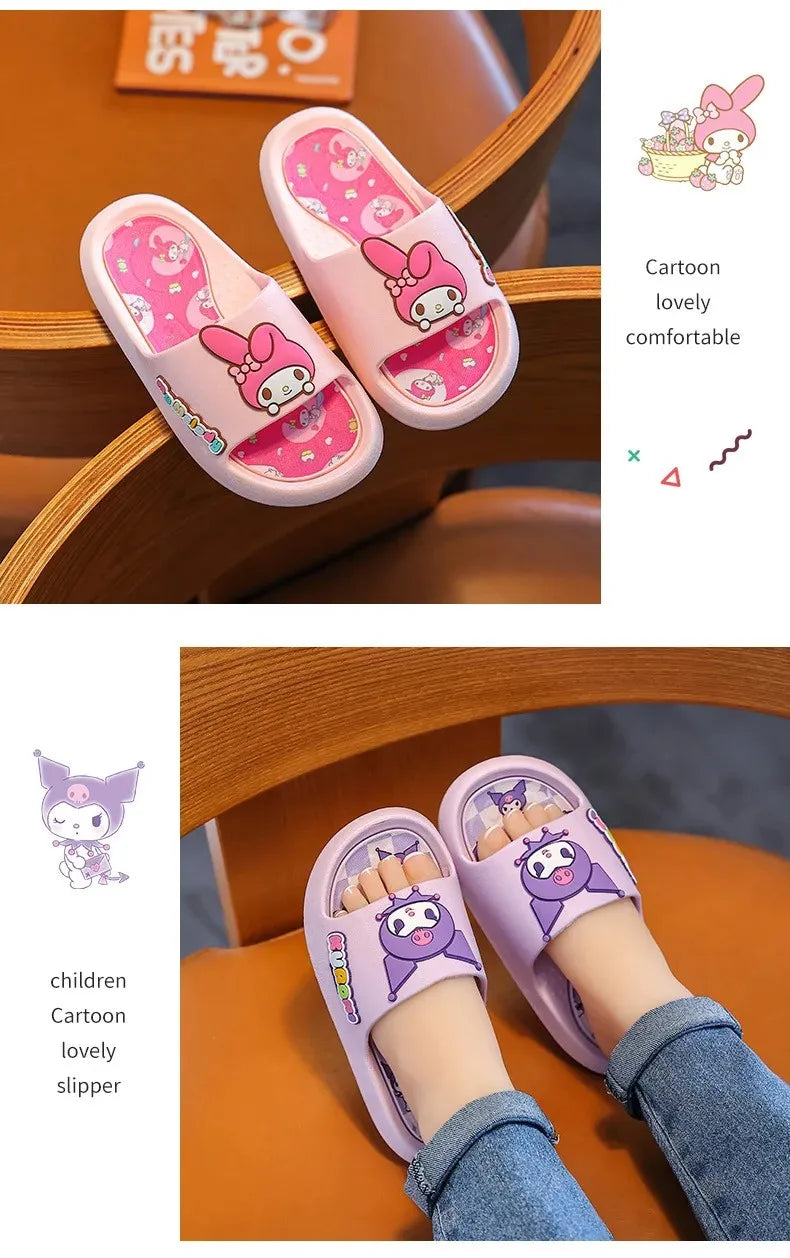 Sanrio Authorization Kuromi Children's Slides Summer Girls Indoor Non-slip Melody Baby Home Boys' Slippers Cute Outdoor Sandals