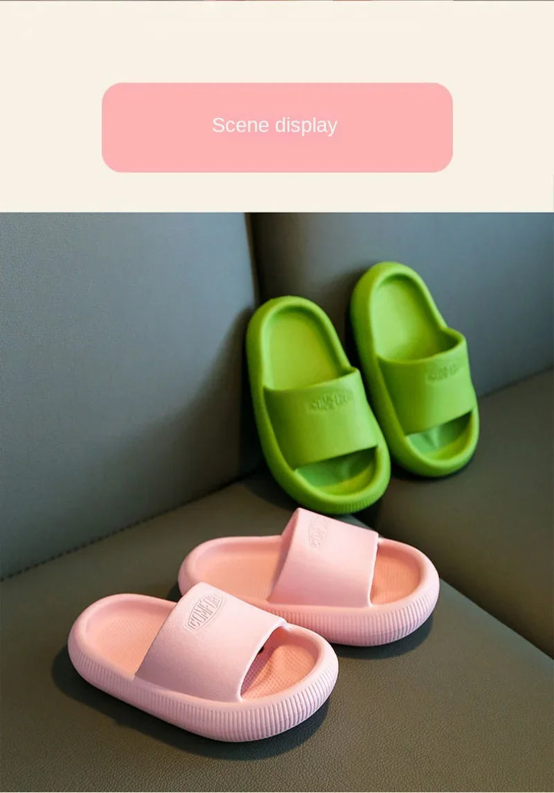 Summer Children Casual Slippers Solid Color Breathable Non-Slip Home Bathroom Beach Kids Soft Slippers Boys Girls Indoor Shoes