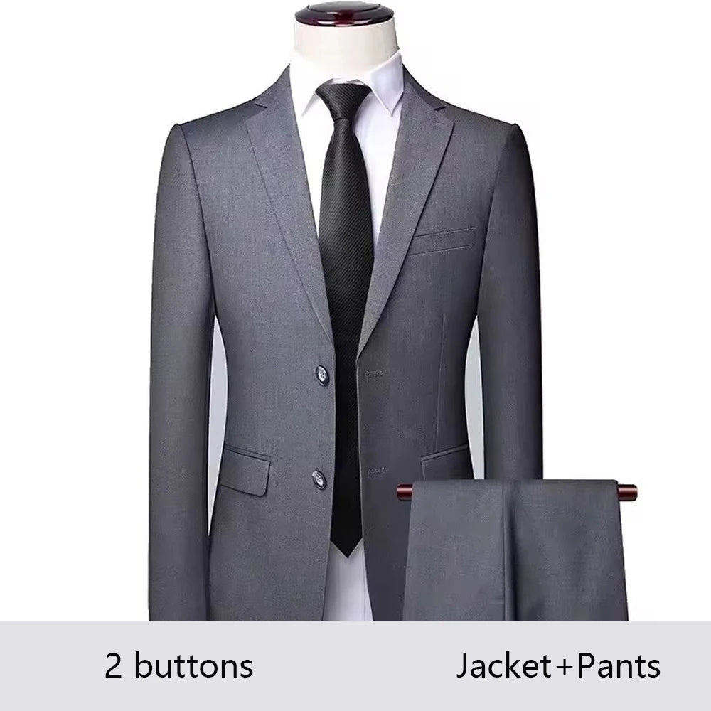 High Quality Wedding Suits For Men Elegant Blazers Set 3 Pieces Formal Classic Jackets Vest Pants Full Coats Luxury 2024 Costume