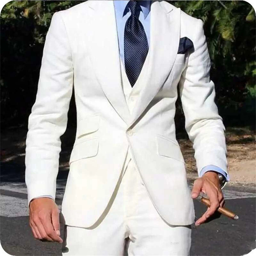 Elegant Wedding Tuxedos Suits Slim Fit Bridegroom For Men 3 Pieces Groomsmen Suit Male Cheap Formal Business (Jacket+Vest+Pants)