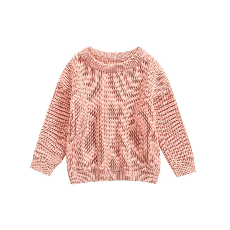 Suefunskry Newborn Baby Girl Boy Knitted Long Sleeve Autumn Winter Sweater Solid Loose Pullover Casual Tops Kids Clothes 3M-5Y