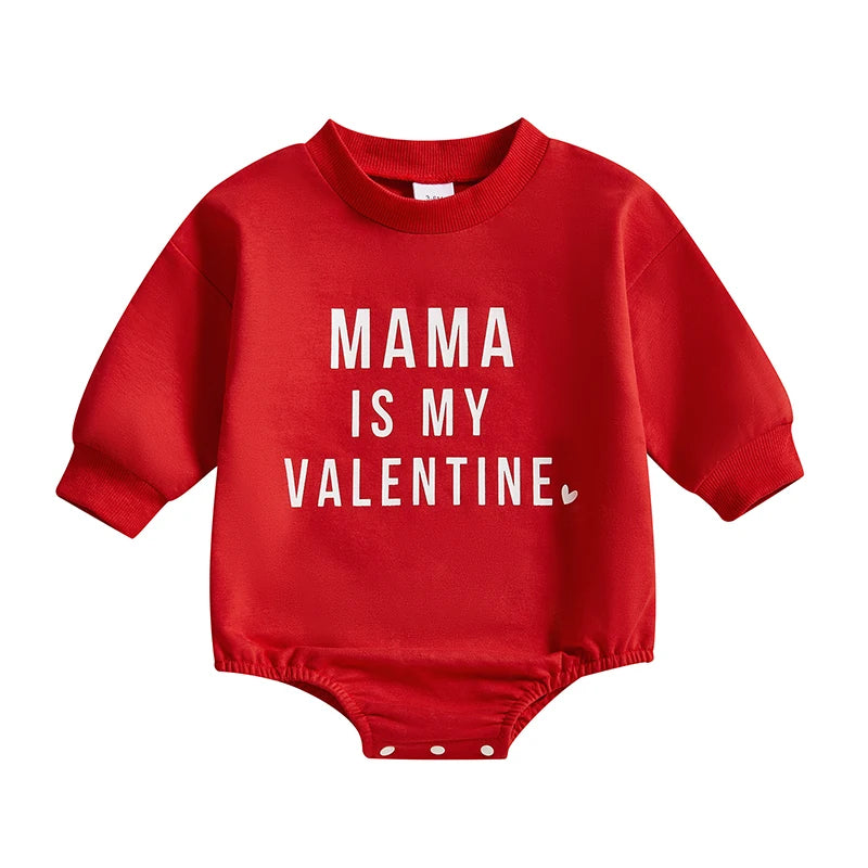 Baby Boy Valentine s Day Romper Casual Letter Print Long Sleeve Jumpsuit for Infant Toddler Cute Outfit