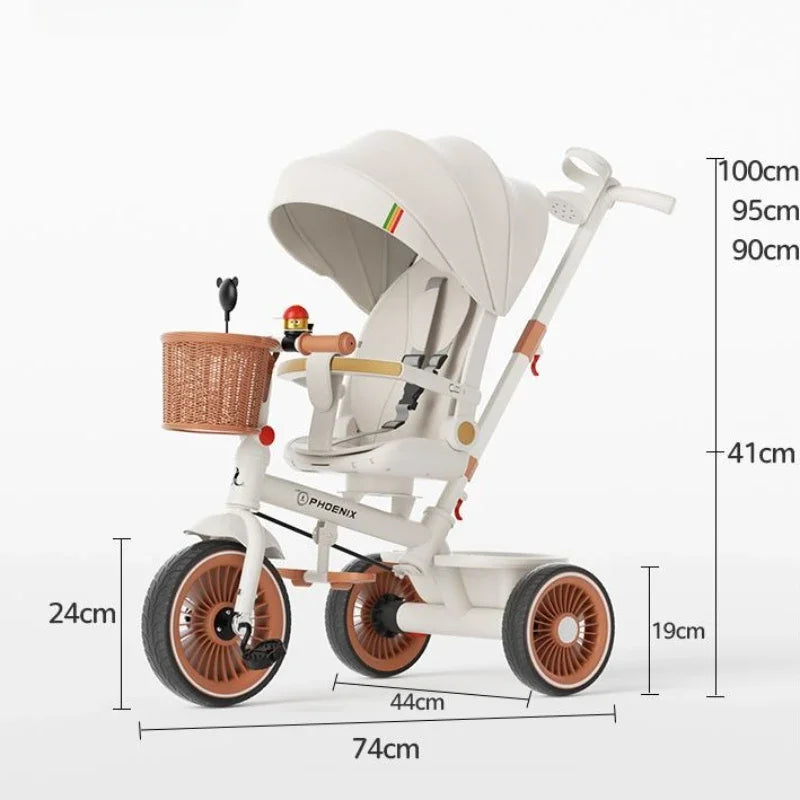 Hand-pushed children's tricycle three-wheeled baby stroller Lightweight children's bicycle Multi-purpose children's bicycle