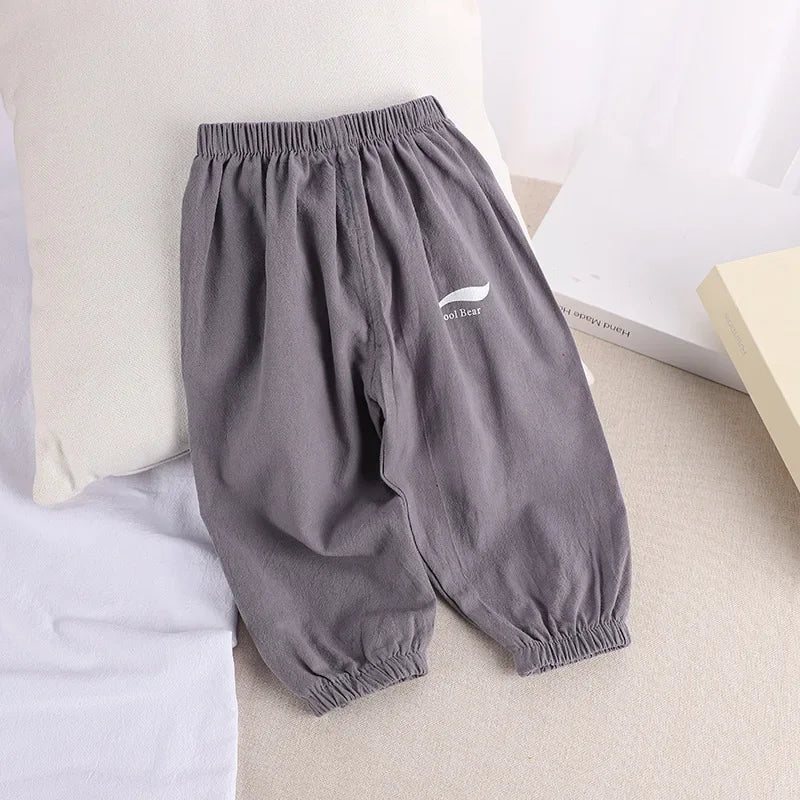 1 2 3 4 5 Years New Children's Anit-mosquito Pants Summer Baby Air Conditioning Bloomers Boys and Girls Cotton and Linen Pants