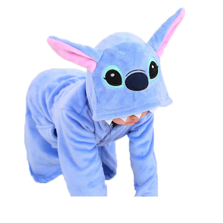 Lilo & Stitch Disney Girls Robes Children's Nightgowns Flannel Winter Sleepwear Kids Pyjamas Blue Stitch Unicorn Kigurumi Robes