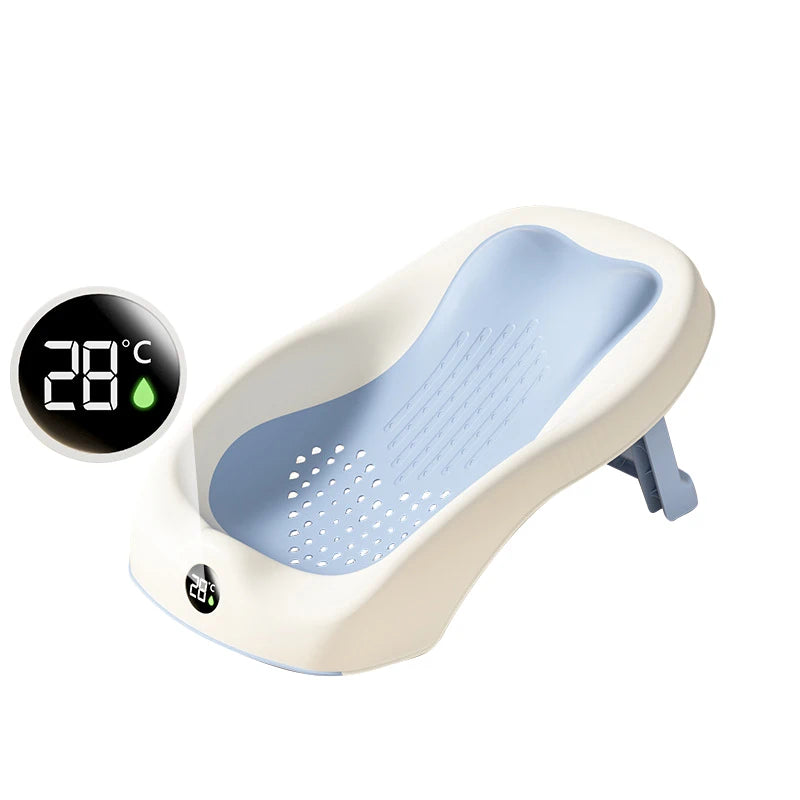 Newborn Baby Shower Rack Real-Time Temperature Bath Bathtub for Babies Non Slip Folding Bath Bed Holder Infants Care Items 2024