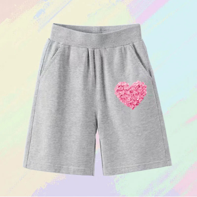 2023 Girls Summer Cat Ear Print Shorts Kids Elastic Waist Beach Short with Pocket Sports Short Pants Kids Cute Clothes 3-14y