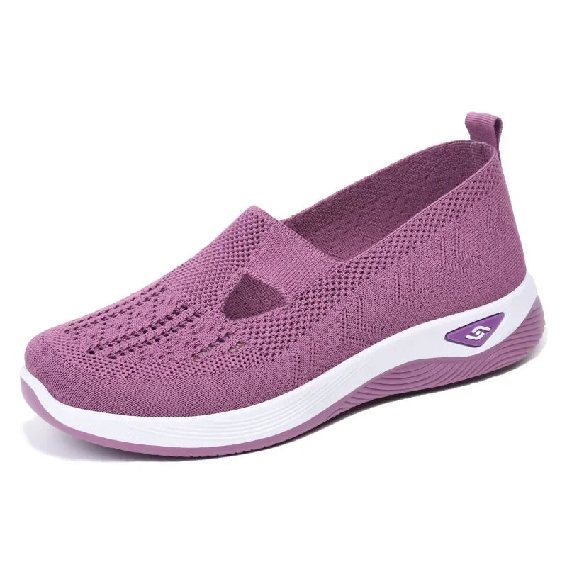 Women's Spring/Summer New Breathable and Comfortable, Mom's Single Shoes, Soft Sole, Casual Mesh Hollow Women's Shoes