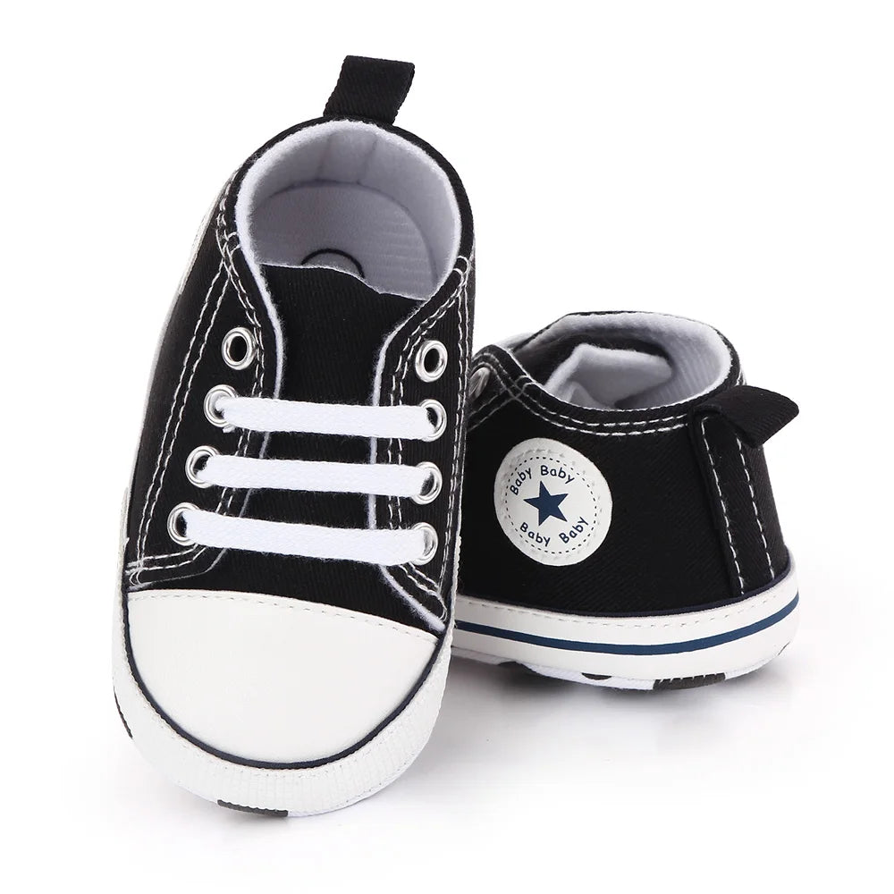 New Baby Shoes Boys Girls Classic Canvas Casual Sneakers Newborn First Walker Toddler Soft Sole Non-Slip Walking Shoes D2486