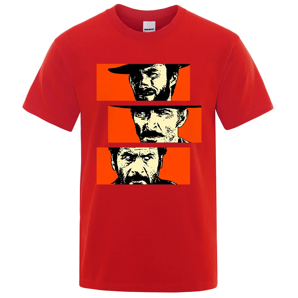 The Good the Bad and Ugly Blondie Angel Eyes Tuco Cowboy T Shirt  Men Women Il buono brutto cattivo Oversized Cotton Tee shirt