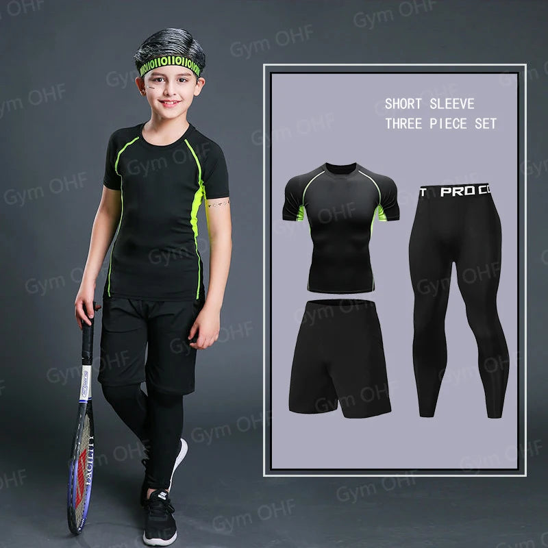 Kids Gym Trousers Brand Black Tights Girl Sport Leggings For Boys Pants Fitness Running Quick Dry Children Yoga Training Bottoms