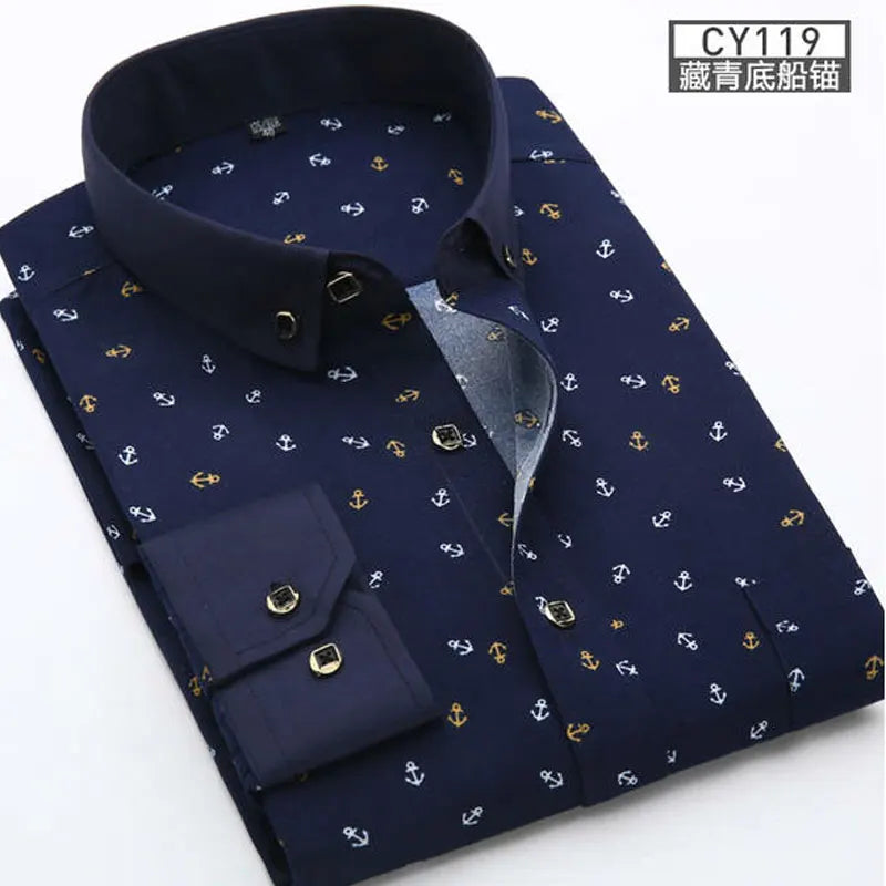 New men's shirt long sleeve spring and summer thin business casual wear fashion breathable slim print high quality plaid