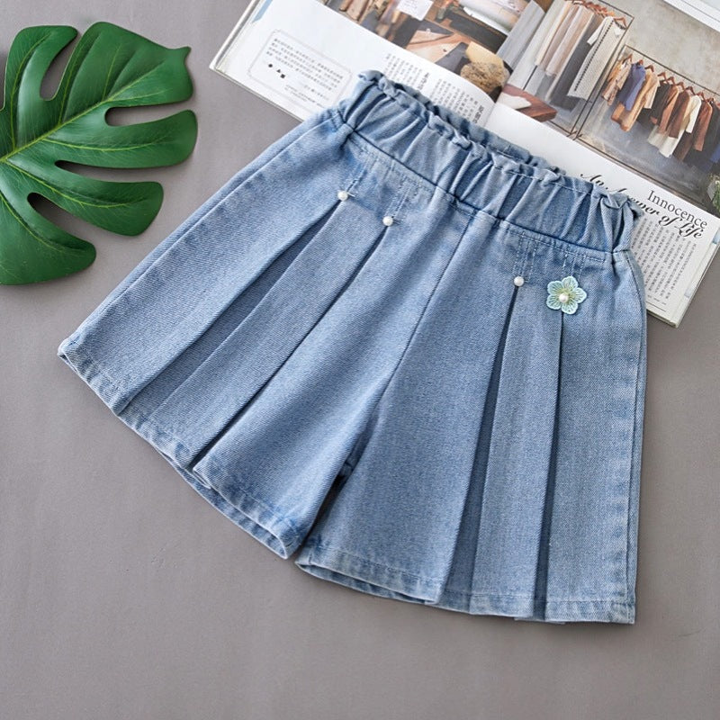 1PCS Girls Shorts Kids Denim Pants Casual Jeans Children Cartoon Printed Clothing Teenagers Short Trousers Kids Infant Gifts